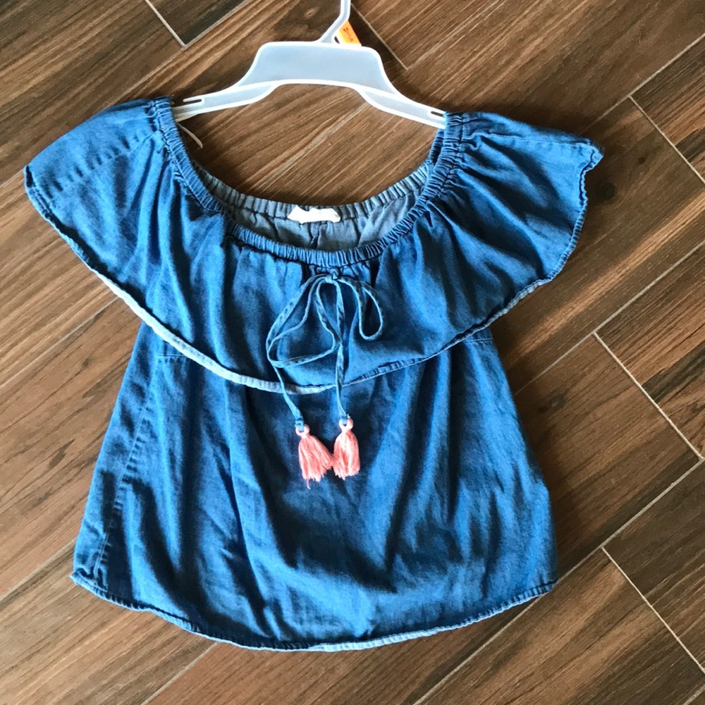 Of-the-Shoulder Denim Top